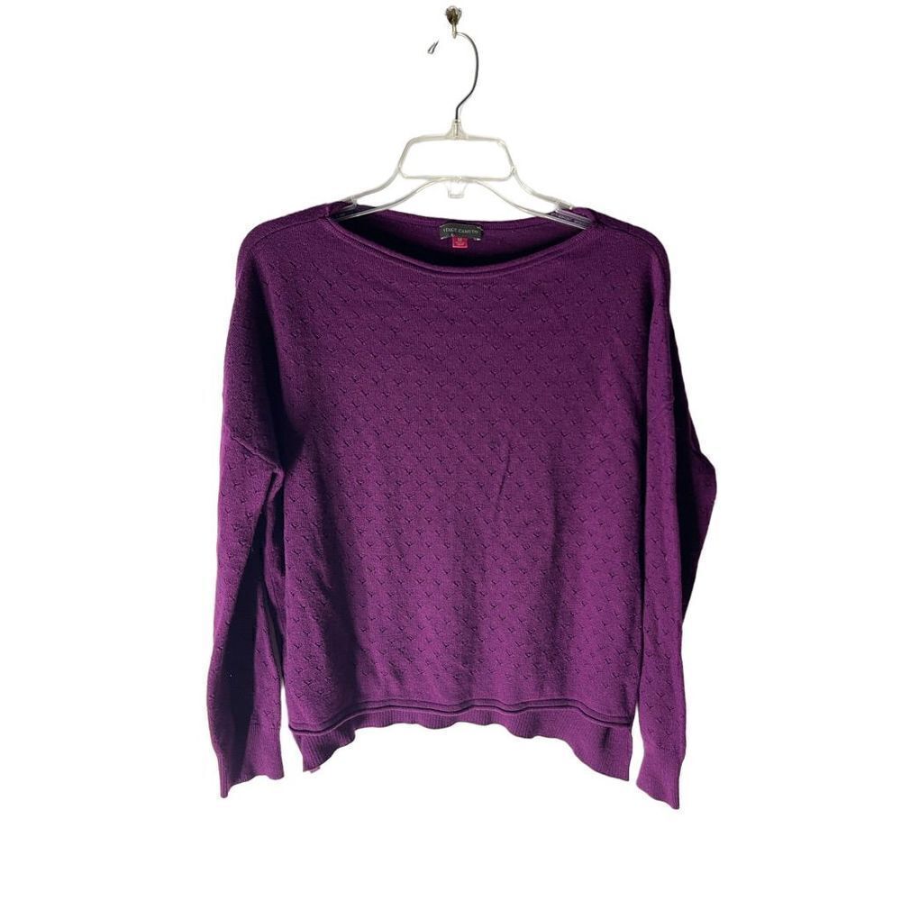 Vince Camuto Purple Eyelet Knit Pullover Sweater